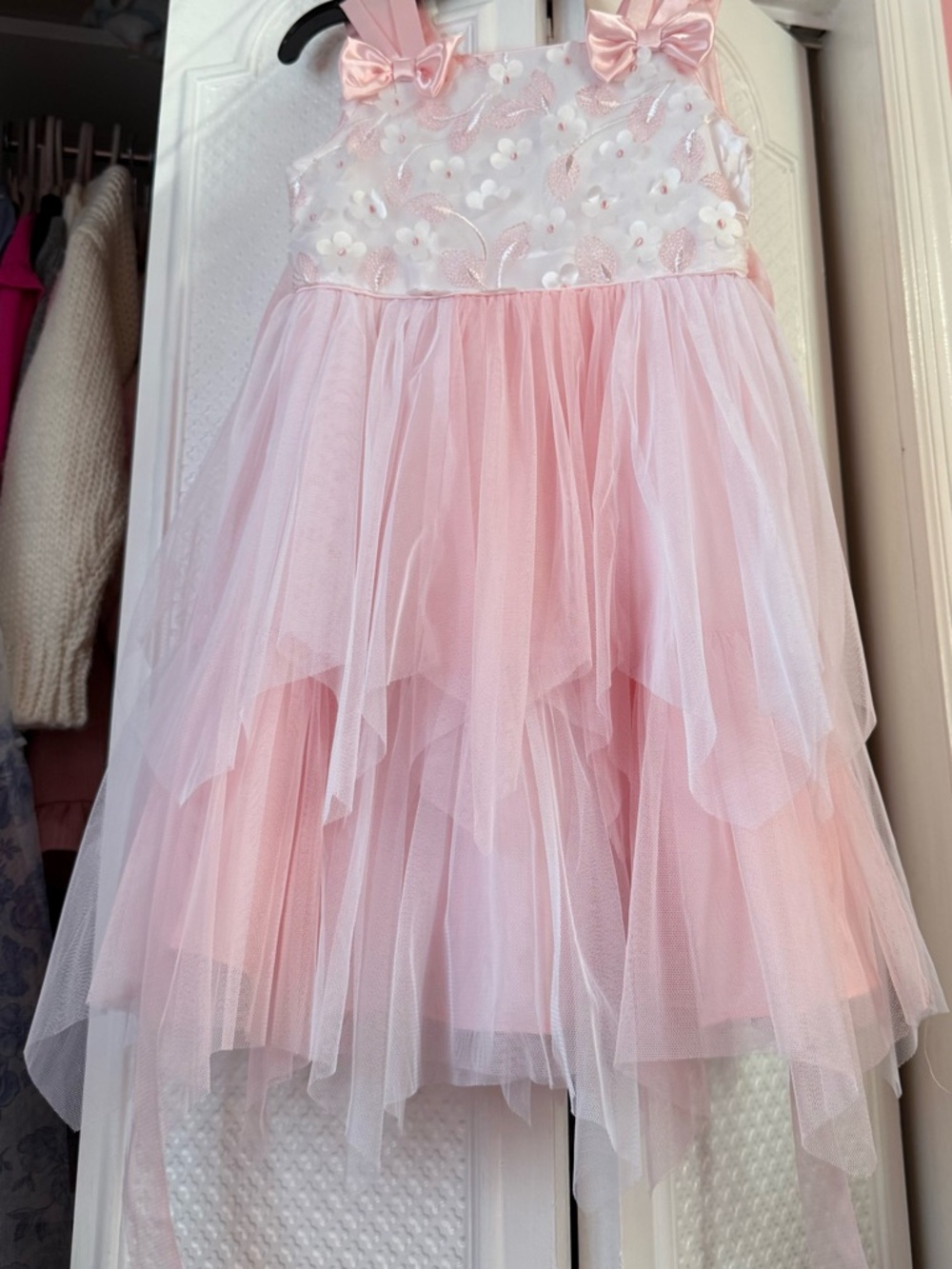Jona Michelle Pink Floral Tulle Party Dress